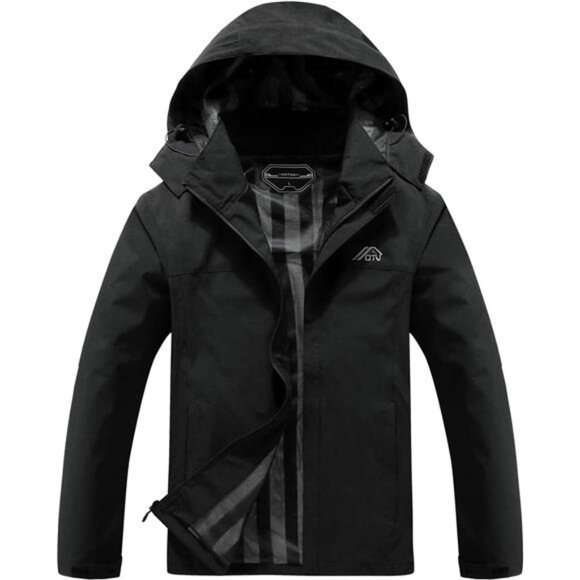 Men's Lightweight Waterproof Hooded Rain Jacket Outdoor Raincoat Shell Jacket - Picture 1 of 8